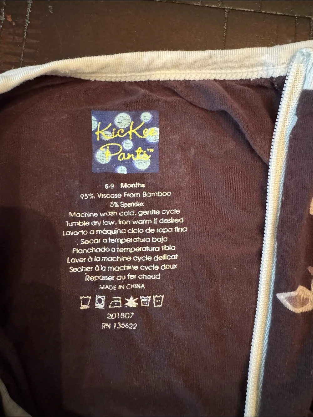 Kickee Pants  6-9 months Footed One-Piece with Cow & Milk Print